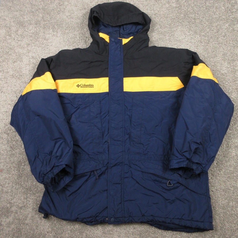 Columbia Jacket Mens 2XL Blue Yellow Black Parka Winter Coat Ski Snowboard Hike